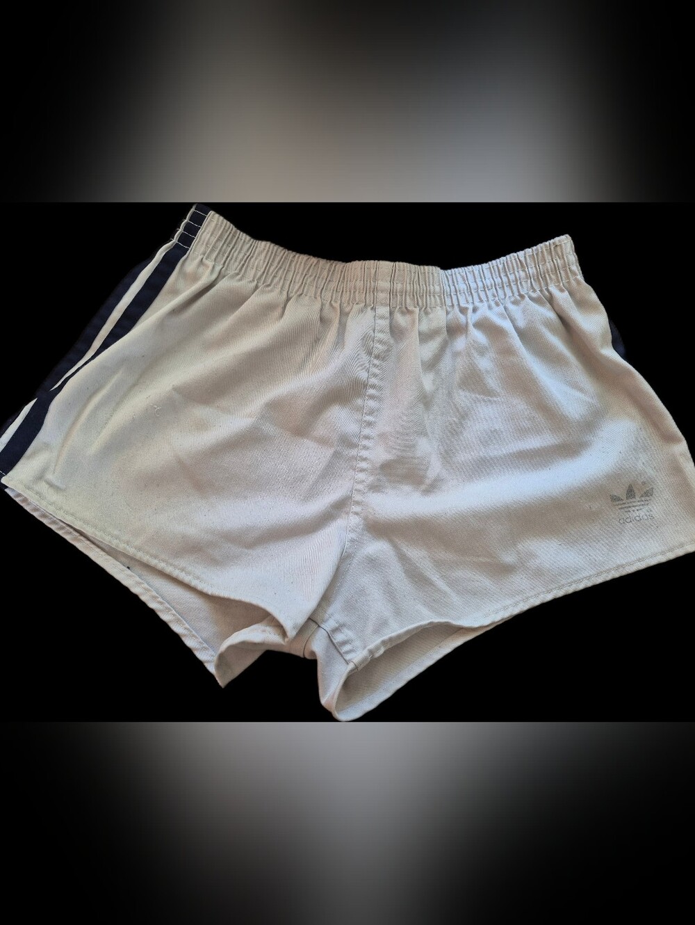 Vintage 70s adidas Gray Women's Athletic Shorts with Navy Side Stripes ☆